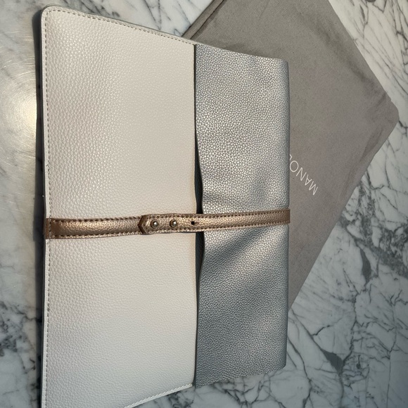 Saks Fifth Ave White Leather Clutch - Picture 7 of 7